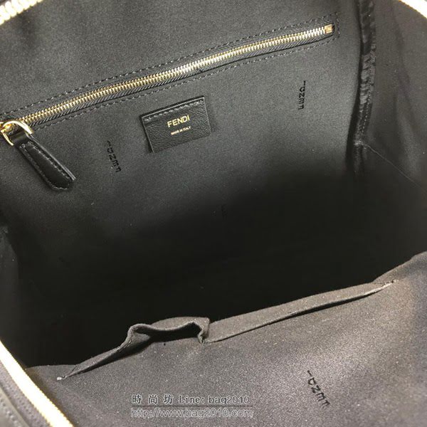 FENDI背包 頂級原單 大號正面口袋背包 釉光黑色提花 芬迪雙肩包  fdz2058